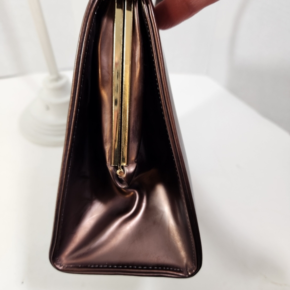 Town and country shoes pantent bronze brown vintage 50s 60s handbag evc - Picture 15 of 16